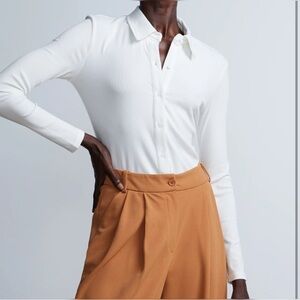 NY & Co. Long Sleeve Ribbed Knit Button-Front Shirt - Sz. L